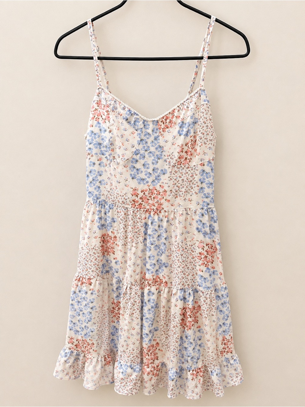 Aeropostale Cream Mini Dress with Blue & Pink Floral Print